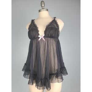 Y2K Victoria's Secret Babydoll Top Pink Black Coquette It Girl French‎ Maid